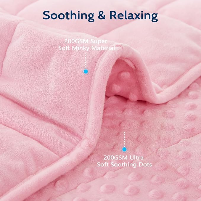 L'AGRATY Weighted Blanket for Adult - 60"x80" 15lbs Minky Dots Heavy Blanket with Glass Beads: Soft Breathable for All-Season Summer Fall Winter Thick Comfort for Sleeping
