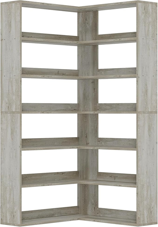 IRONCK Bookshelves 6 Tiers with Baffles Industrial Large Corner Etagere Bookcase Storage Display Rack for Living Room Home Office