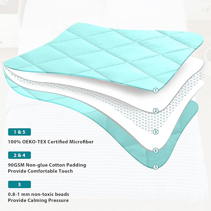 L'AGRATY Weighted Blanket - 48"x72" 15lbs Cooling Breathable Heavy Blanket with Glass Beads for Adult All-Season