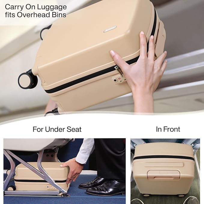 Hanke 16 Inch Underseat Carry On Luggage, Airline-Approved Hard Shell Small Suitcase with Spinner Wheels, Lightweight Tsa Lock Travel Luggage for Short Trips(Cuba Sand)