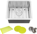 17 in. x 15 in. x 9 in. 16-Gauge Stainless Steel Undermount Single Bowl Bar Prep Kitchen Sink with Bottom Grid Set, Silicon Dishrack, Pot Mat and Strainer