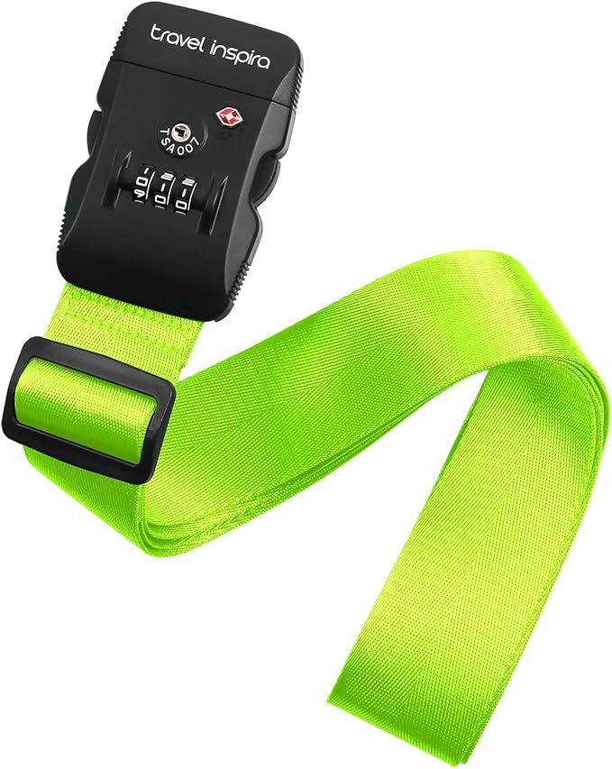 Travel Inspira Luggage Straps for Suitcases with TSA Lock, Protect Your Luggage Anti-Burst, High Visibility Color, Easy to Identify Luggage Adjustable Heavy Duty Belt for 20-32 Inch Suitcases