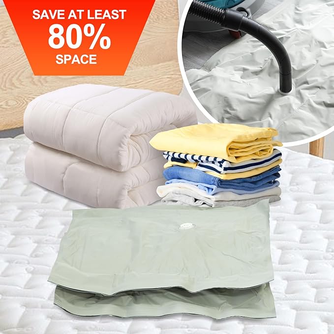 Umimile Vacuum Storage Bags Jumbo, Space Saver Sealer Bags, Airtight Compression Bags for Clothes, Pillows, Comforters, Blankets, Bedding
