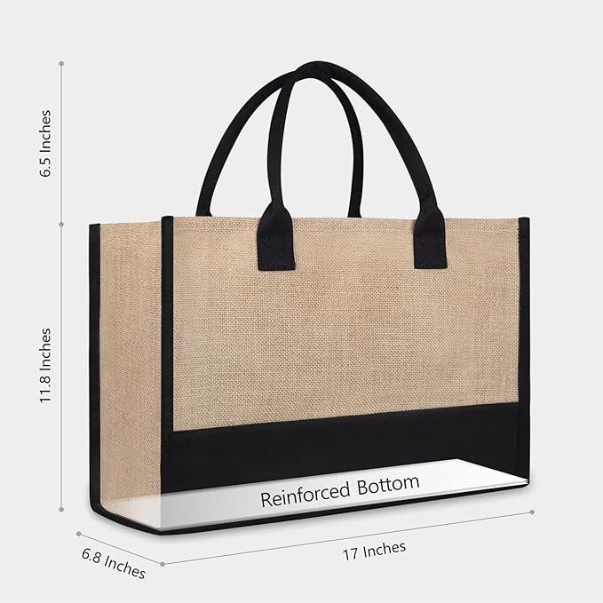 TOPDesign Initial Jute/Canvas Tote Bag, Personalized Present Bag, Suitable for Wedding, Birthday, Beach, Holiday, is a Great Gift for Women, Mom, Teachers, Friends, Bridesmaids (Letter E)