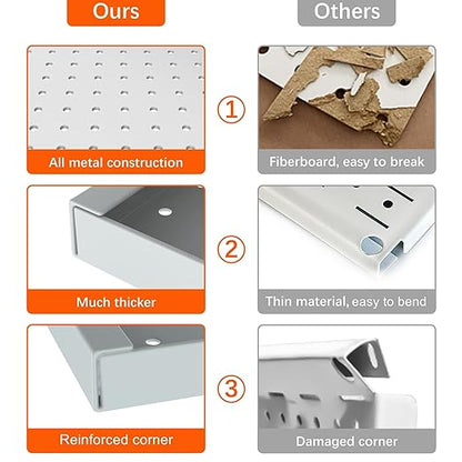 TORACK 2-Pack 12x24 inch Metal Pegboard Panels for Garage Wall, Tool Storage Pegboard for Workbench, Workshop, Tools Organizer Peg Board for Pegs(Grey)