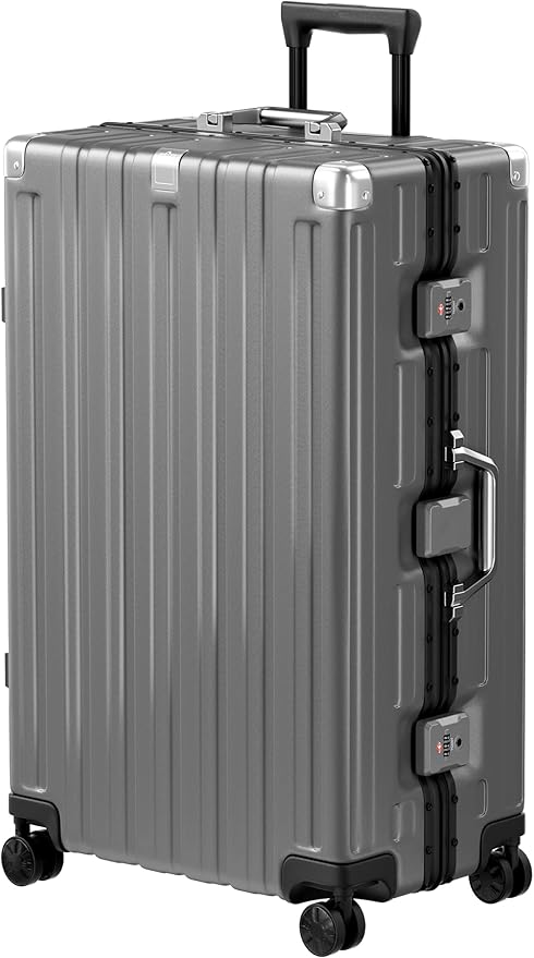 Krute Luggage 28 Inch Aluminum Frame Luggages TSA Lock No Zipper Checked Suitcase with Spinner Wheels Hardshell Lightweight PC+ABS Large Suit Case