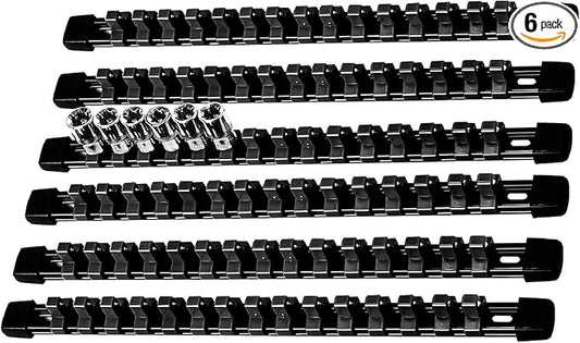 AMM 6-Piece Socket Organizer，3/8 inch Drive ABS Tools-Socket Holder，Heavy Duty Socket Racks，Premium Quality Socket Clip Rail Holder，The best tool trays in the garage