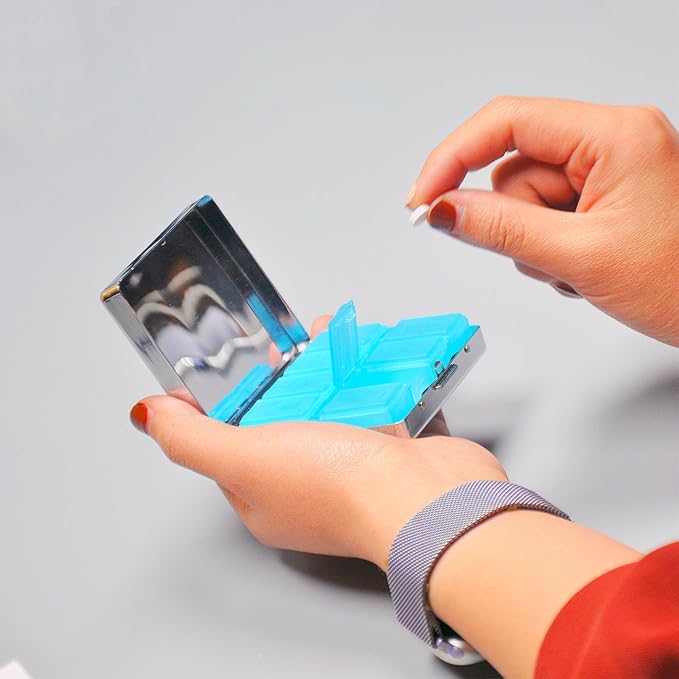 Silver Vintage Pill Box 7 Day Metal Pill Box with Mirror and 8 Compartments Cute Travel Pill Organizer for Purse (Vintage Poison Label)