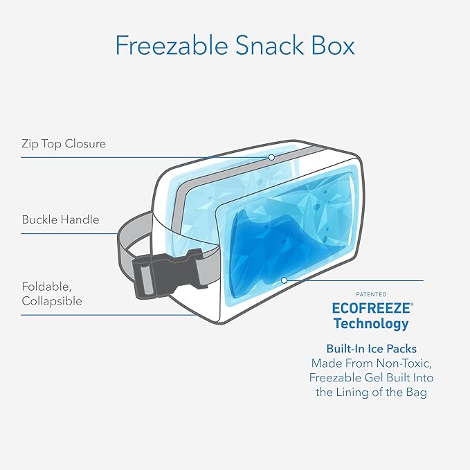 PackIt Freezable Snack Box, Spaceman, Built with ECOFREEZE Technology, Collapsible, Reusable, Zip Closure with Buckle Handle, Great for All Ages and Fresh Snacks on the go