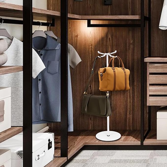 2pack Purse Display Stand,Tabletop Adjustable Hook Handbag Display Stand,X Shaped Metal Scarf Purse Display Stand,for Home or Store (white)