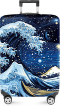 ANNA QUEEN Starry Ocean Wave Luggage Cover, Suitcase Protector with Artistic Van Gogh Style, Stretchable, Washable Travel Cover for 32-34 Inch Luggage