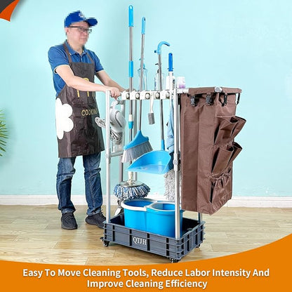 Rolling Cleaning Cart, Cleaning Tools Organizer, Housekeeping & Janitorial Cart