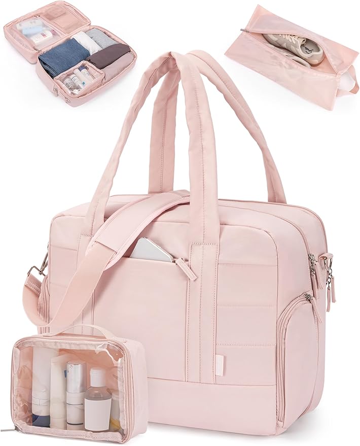 CLUCI Duffle Bag for Business Travel, Weekender Puffer Carry On With Shoe Compartment, Overnight Women's Bag With Laptop Storage