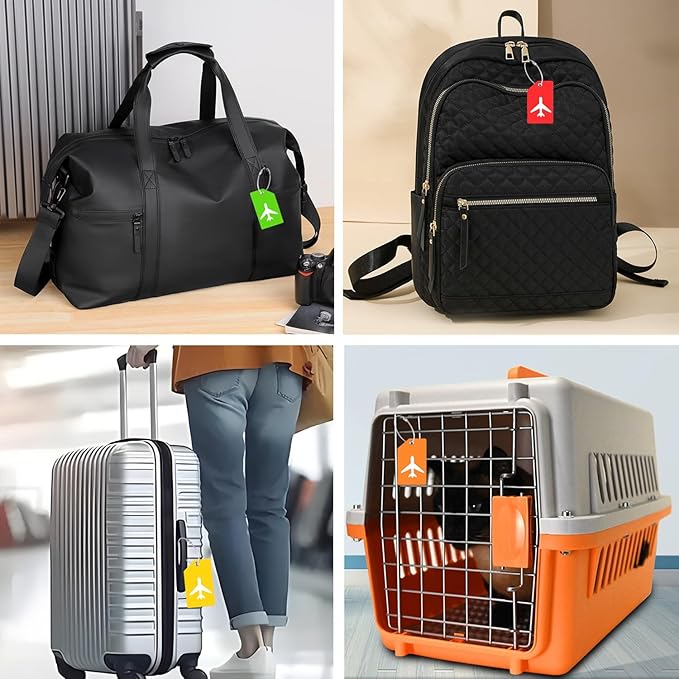 7 Pack Silicone Luggage Tag for Suitcases with Name ID Card, TSA Approved, Privacy Protection Travel Suitcase Tags (Grass Green)