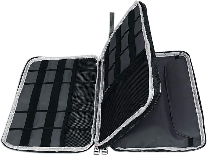 BUBM Double Layer Electronics Organizer, Travel Gadget Bag for Cables, Memory Cards, Flash Hard Drive and More, Fit for iPad or Tablet(up To 9.7")--Large, Dark Blue