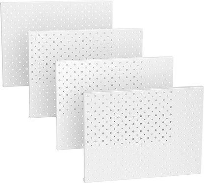 EVERHANGER Metal Pegboard Panels, Heavy Duty Pegboard Wall Organizer, Garage Wall Panels, Tool Storage Organization, 12"X16", 4pcs, White