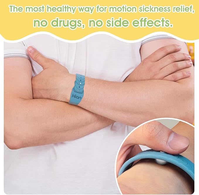 Hion Motion Sickness Bracelets Sea Sickness Wristbands for Motion Sickness/Morning Sickness/Pregnancy Nausea Anti Nausea Wristband Acupressure Nausea Bands Motion Sickness Bands（1Pair Black）