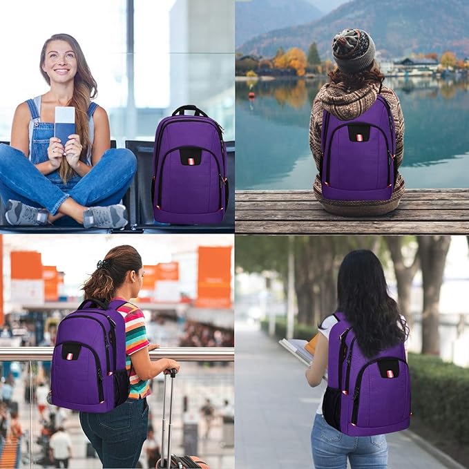 Della Gao Travel Laptop Backpack, Small Backpack for Men and Women with USB Slit Business Computer Backpack Bag (Purple, 15.6 Inch)