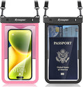 Waterproof Phone Pouch - 8.5in Waterproof Phone Case with Lanyard, IPX8 Cell Phone Dry Bag Beach Essentials for iPhone 16 15 14 13 12 Pro Max, Galaxy S24 S23 S22 S21 Series, 2 Pack