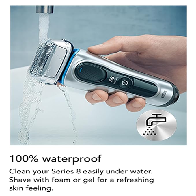 Braun Series 8 8330s Next Generation, Electric Shaver for Men, Rechargeable and Cordless Razor, Silver, Fabric Travel Case, Wet and Dry, Foil Shaver