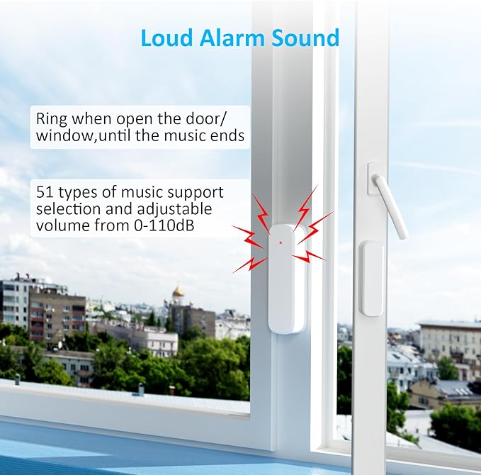 Wireless Door Chime, Door Open Sensor Alarm When Entry Business/Office/Store (500ft Range 51 Ringer Adjustable Volume) Home Alert Bell for Kid/Toddler Safety, 2 Receivers +2 Sensors