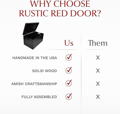 Amish Made Wooden Storage Chest Trunk Box with Lid and Handles for Bedroolanket, Clothes, Anti-Slam Hinges, Handmade, Rustic, Oak Wood, Onyx Stain, 36"