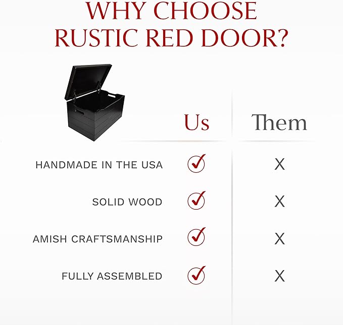 Amish Made Wooden Storage Chest Trunk Box with Lid and Handles for Bedroolanket, Clothes, Anti-Slam Hinges, Handmade, Rustic, Oak Wood, Onyx Stain, 42"