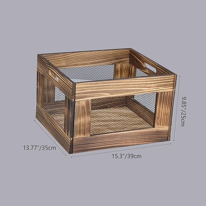 ARTAWEIN Vinyl Record Storage Crate, Wooden Record Holder for Albums - Holds up to 80-100 LPs, Rustic Vintage Style Organizer Box with Handles, Easy Assembly Display for Music Room & Office