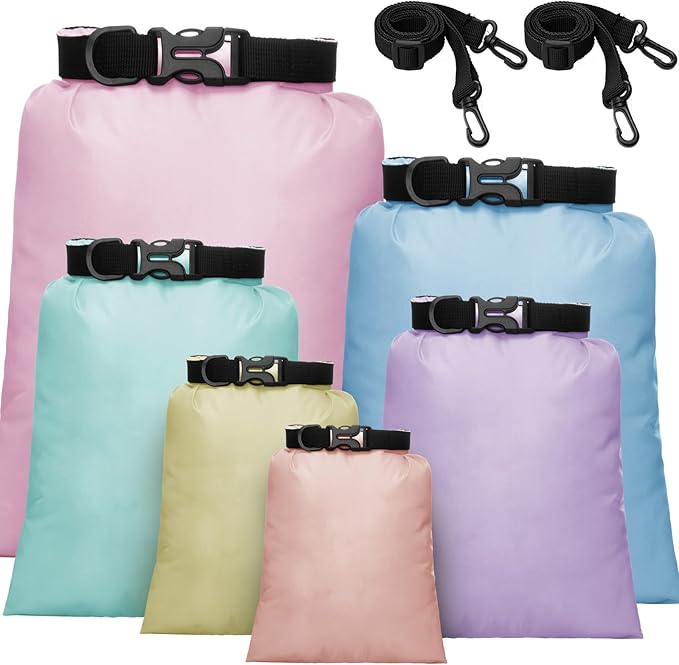 Shappy Waterproof Dry Bag Set 6 Sizes Lightweight Sacks and Long Adjustable Shoulder Strap Outdoor Water Proof Keep Gear Dry Bag Stuff Sacks for Backpacking, Boating, Hiking, Camping