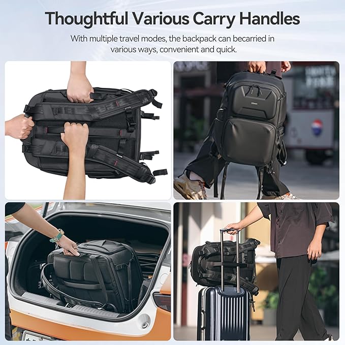 ULANZI BP10 Hardshell Camera Backpack 35L for DSLR Professional Photography Video Accessories Travel Tripod Strorage Large Splash-proof Hardshell Bag for Sony Canon Women Men w Tripod&Laptop Holder