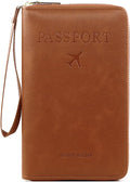 Rowgins Rfid Blocking Passport Holder Wallet, Rowgins Rfid Passport Holder with Zipper, PU Leather PassportHolder for Travel (BROWN)