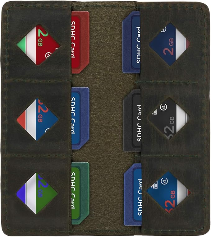 MegaGear Leather SD Card Holder with 12 Card Slots