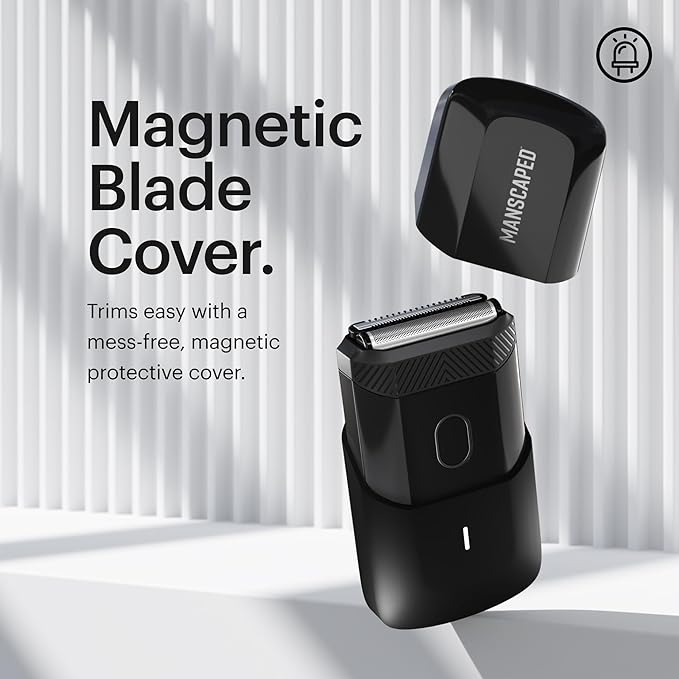 MANSCAPED® The Handyman™ Compact Face Shaver – Portable Men’s Travel Facial Hair Groomer, USB-C Rechargeable Razor, Electric Foil Face Shaver, Waterproof, Cordless, Dual-Action SkinSafe® Foil Blades