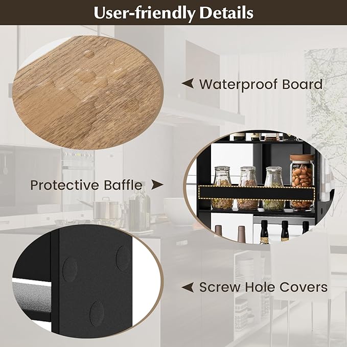 LOKO Slim Storage Cart, 4-Tier Rolling Cart with Handle & Wooden Top for Kitchen Bathroom Laundry Living Room Narrow Small Spaces, 5 Inches Width (Black & Natural)