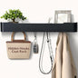 Coat Rack Wall Mount with Hidden Hooks Modern Key Holder Wood Entryway Hook with Shelf for Bedroom Kitchen Hallway Bathroom Designed for Hanging Coats Hats Bags Towels Dog Leashe(Black,8 Hooks)