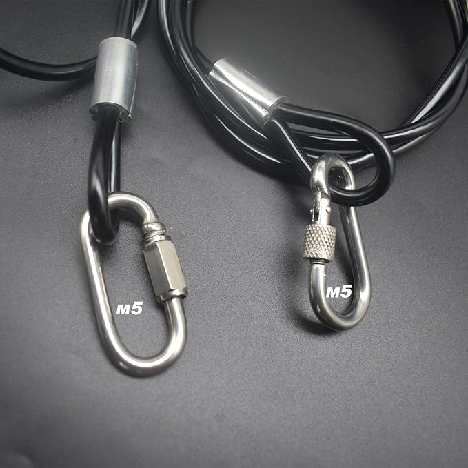 4FT 4mm Stainless Steel Outdoor Travel Security Cable Lock,Braided Steel Coated Safety Cable Luggage Lock,Safety Cable Wire Rope Double Loop Lightweight