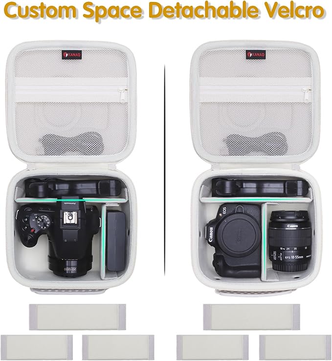 Hard Camera Case Bag Compatible with Canon EOS Rebel T7/T100/T6/R50/R6 or Kodak Pixpro AZ405/AZ425/AZ255/AZ401/AZ252/AZ528 DSLR Camera,for Canon Sony Kodak Panasonic Nikon Mirrorless Camera,Cream