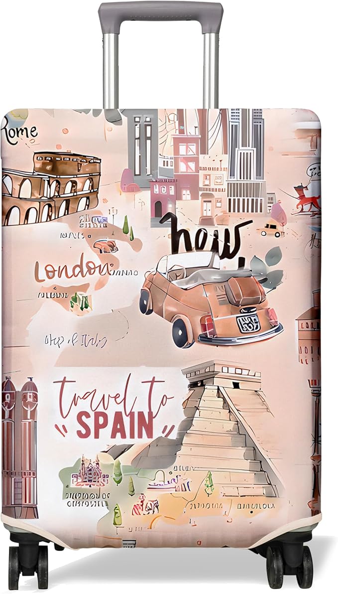 Travel Luggage Cover Suitcase Protector Fits 18-32 Inch Wheel Covers PatternedTravel Related Items Flower Luggage Protector Elastic XL