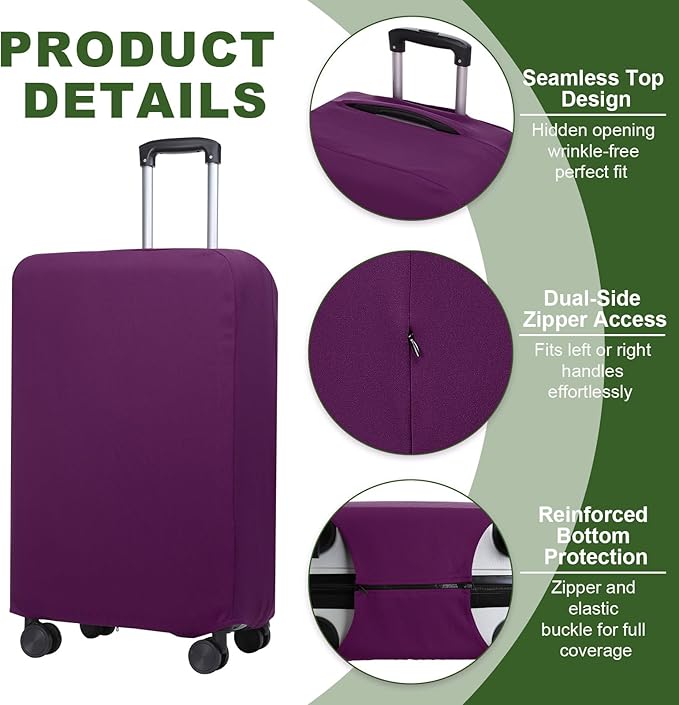 PATIKIL Luggage Cover, Suitcases Covers Elastic Carry on Cover Protector Washable Scratch-Resistant Fits 26-27 Inch Luggage for Travel Business Trips, Purple