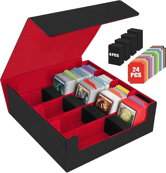 AOBOPLE Trading Card Storage Box,3200+ Card Box Storage with 24 Dividers and 4 Foam Supporters PU Leather Magnetic Cards Deck Case for MTG,TCG, Magic and Sport Cards,Great Gift for Card Collectors
