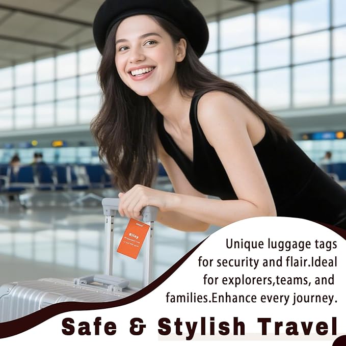 4PCS Personalized Luggage Tags for Travel Durable Aluminium Luggage Tags for Suitcases Custom Bag Tags for Backpacks Heavy Duty Personalized Name Tags for Birthday Gifts(Large,Red)