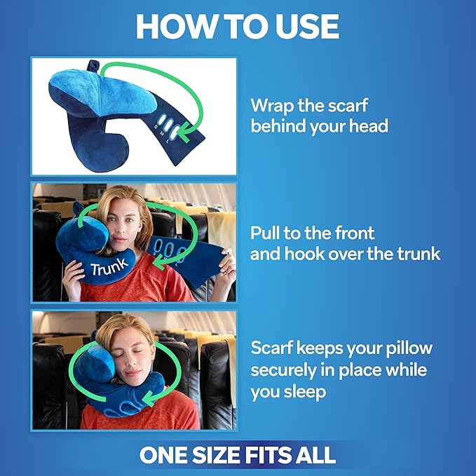 JPillow Travel Pillow for Airplanes – A Little Bulky, Expensive, and Takes a Couple of Minutes to Master, but Supports Your Head and Neck in Genuine Luxury – British Invention of The Year (Blue)