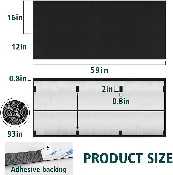 60" Under Desk Privacy Panel with Cable Management Organizer Sleeve Self-Adhesive Modesty Panel for Cord Organizer Pockets and Desk Skirt for Home Office or Standing Workstation