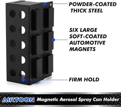 AIRTOON 2PCS Magnetic Aerosol Spray Can Holder, Magnetic Bottle Holder for Garage, Workspace and Home, Red and Black