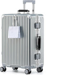 HotWay 26 Inch Hardside Checked Luggage with Leather Handle, PC Zipperless Suitcase with Spinner Wheels and TSA Locks, Lightweight Checked Luggage for Travel