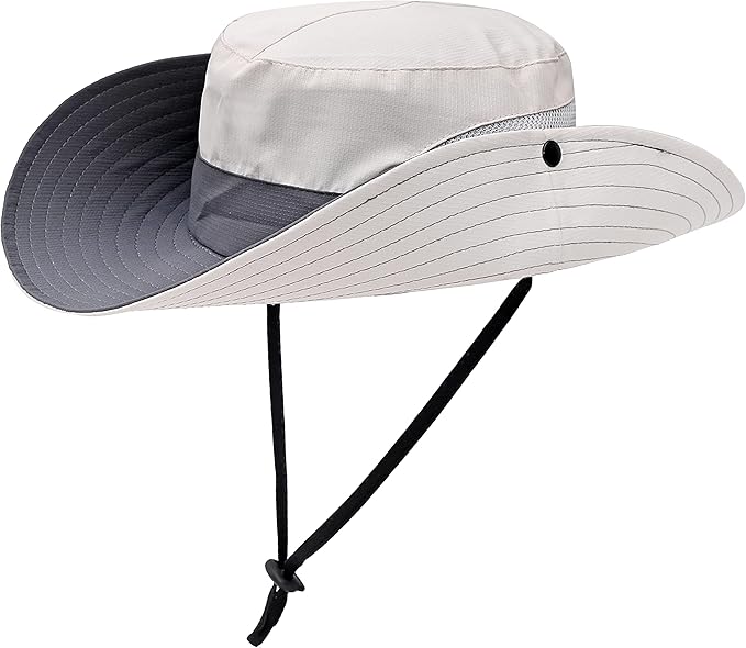 Womens Summer Sun Hat Beach Hat Wide Brim Outdoor UV Protection Hat Foldable Cool Mesh Ponytail Bucket Hat