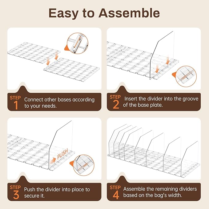 Purse Organizer for Closet, Adjustable Clear Handbag Storage Holder, Acrylic Purse Organizer for Closet Organization, Shelf Divider, Perfect for Bedroom, Living Room, Home