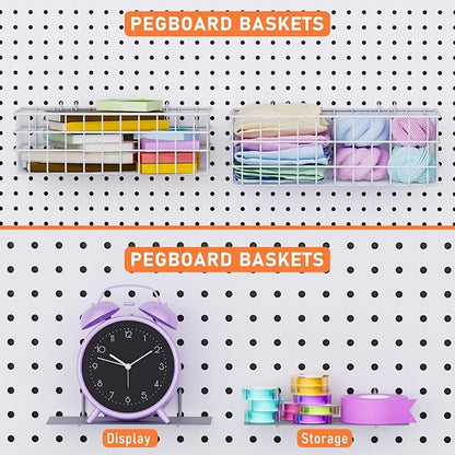 INCLY 30PCS Peg Board Organizer Accessories Kit, Pegboard Hooks Assortment with Bins, Cups, Wire Baskets and Paper Towel Holder for 1/8“ and 1/4” Pegboard Garage Workbench Craft Room Organizing Tools