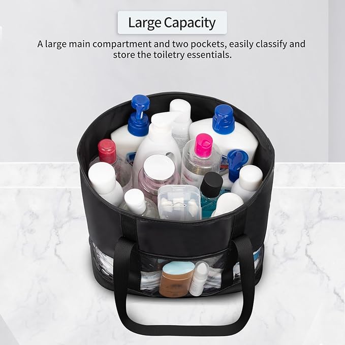 Large Clear Toiletry Bag, Travel Toiletry Bag for Women Men, Waterproof Clear Tote Bag, Transparent Makeup Bag Cosmetic Organizer Portable Bath Shower Bag for Bathroom, Gym, Beach, Swimming, Traveling