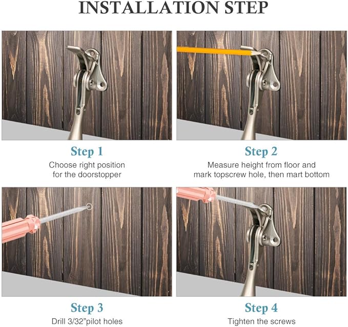 Door Stopper, One-Touch semi-Automatic Metal Door Stopper, with Non-Slip Rubber Tip for Wood, Concrete, Tiled, and Carpeted Floors (4inch x 1pack, Satin Nickel)